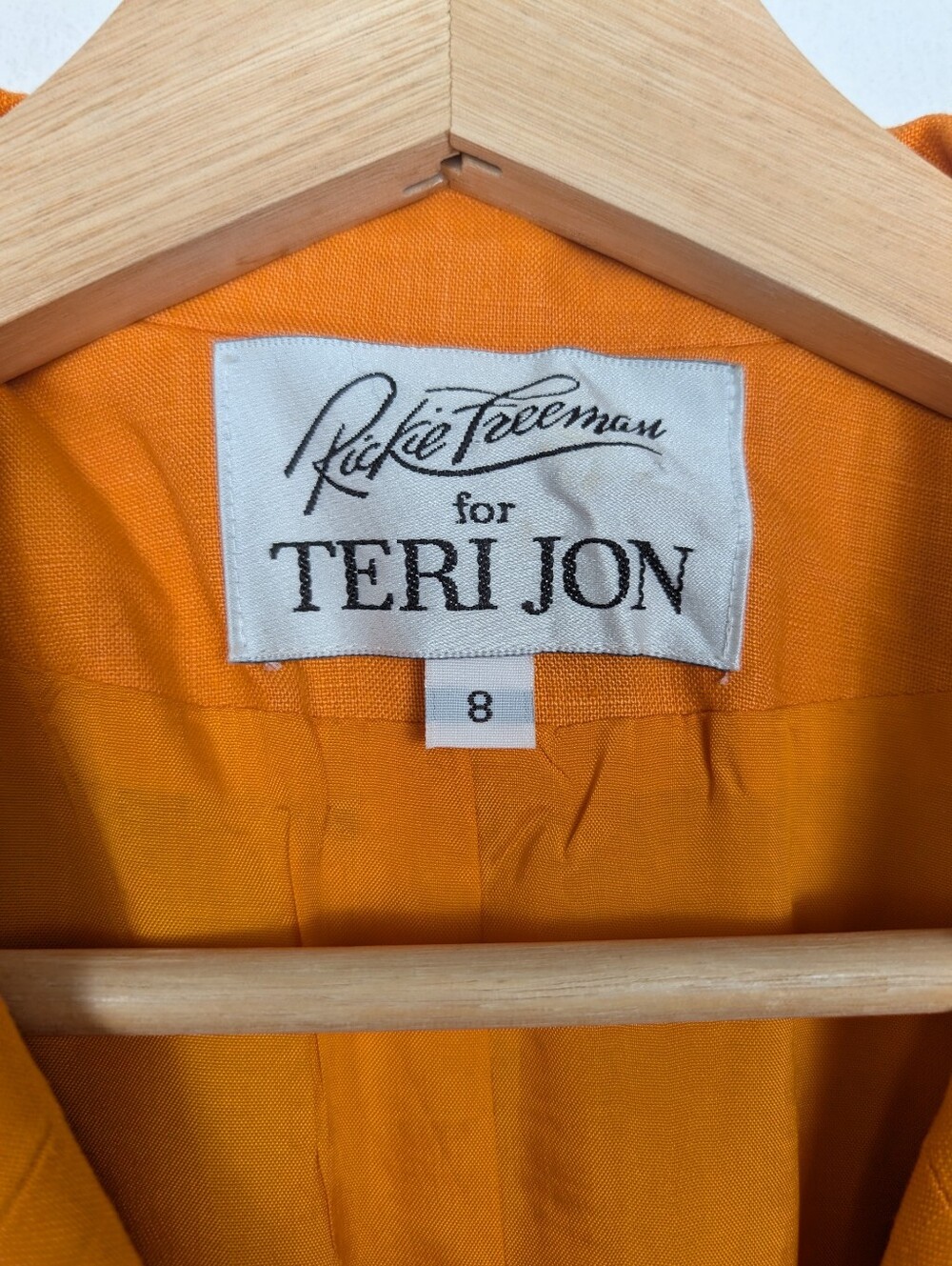 Rickie Freeman for Teri Jon Orange Linen Double Breasted Midi Dress Size 8 - Picture 8 of 9